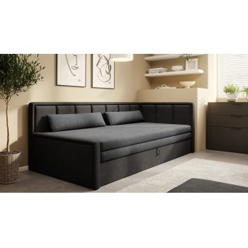 Canapea extensibila brat dreapta 3 locuri, ELTAP, Fulgeo, 214x82x77 cm, lemn/catifea din poliester, gri inchis