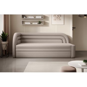 Canapea extensibila brat stanga 3 locuri, ELTAP, Fabillo, 223x86x80 cm, lemn/poliester, bej