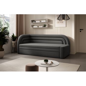 Canapea extensibila brat stanga 3 locuri, ELTAP, Fabillo, 223x86x80 cm, lemn/poliester, gri inchis