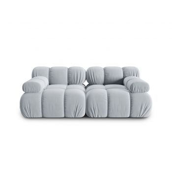 Canapea modulara 2 locuri, Bellis-51, Micadoni Home, 188x94x70 cm, catifea, albastru deschis