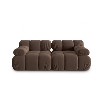 Canapea modulara 2 locuri, Bellis-51, Micadoni Home, 188x94x70 cm, catifea, maro inchis