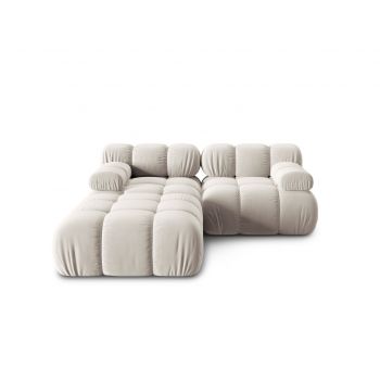 Canapea modulara 3 locuri, Bellis-51, Micadoni Home, 188x188x70 cm, catifea, bej inchis