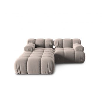 Canapea modulara 3 locuri, Bellis-51, Micadoni Home, 188x188x70 cm, catifea, cappuccino