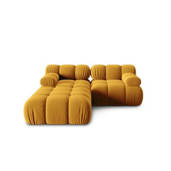 Canapea modulara 3 locuri, Bellis-51, Micadoni Home, 188x188x70 cm, catifea, galben