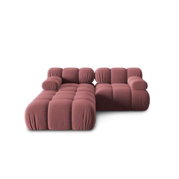 Canapea modulara 3 locuri, Bellis-51, Micadoni Home, 188x188x70 cm, catifea, roz