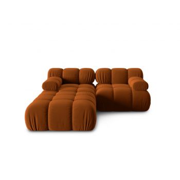 Canapea modulara 3 locuri, Bellis-51, Micadoni Home, 188x188x70 cm, catifea, teracota