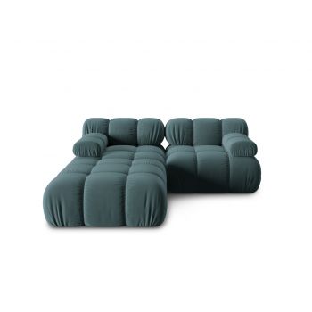 Canapea modulara 3 locuri, Bellis-51, Micadoni Home, 188x188x70 cm, catifea, turcoaz