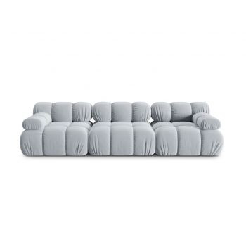 Canapea modulara 3 locuri, Bellis-51, Micadoni Home, 282x94x70 cm, catifea, albastru deschis