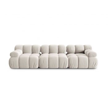 Canapea modulara 3 locuri, Bellis-51, Micadoni Home, 282x94x70 cm, catifea, bej inchis