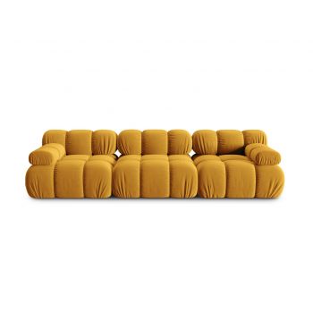 Canapea modulara 3 locuri, Bellis-51, Micadoni Home, 282x94x70 cm, catifea, galben