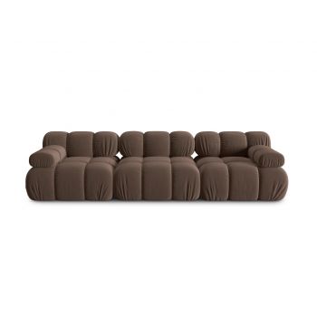 Canapea modulara 3 locuri, Bellis-51, Micadoni Home, 282x94x70 cm, catifea, maro inchis