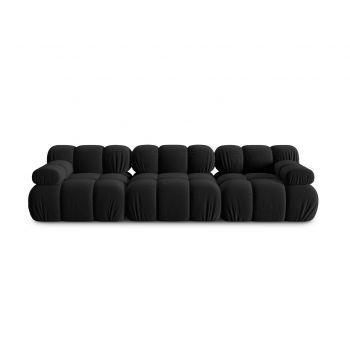 Canapea modulara 3 locuri, Bellis-51, Micadoni Home, 282x94x70 cm, catifea, negru