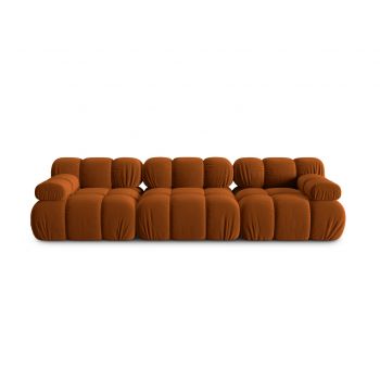 Canapea modulara 3 locuri, Bellis-51, Micadoni Home, 282x94x70 cm, catifea, teracota