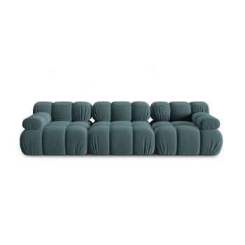 Canapea modulara 3 locuri, Bellis-51, Micadoni Home, 282x94x70 cm, catifea, turcoaz