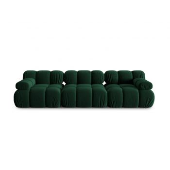Canapea modulara 3 locuri, Bellis-51, Micadoni Home, 282x94x70 cm, catifea, verde bottle
