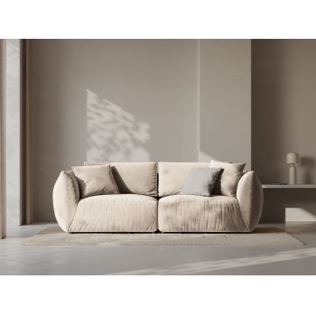 Canapea modulara 3 locuri, Chris-184, Micadoni Home, 220x100x80 cm, catifea, ecru