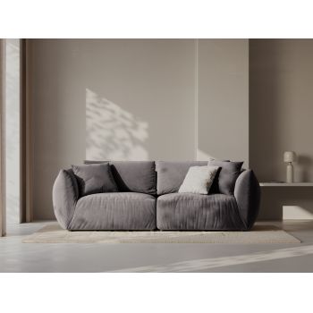 Canapea modulara 3 locuri, Chris-184, Micadoni Home, 220x100x80 cm, catifea, gri inchis