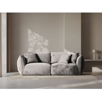 Canapea modulara 3 locuri, Chris-184, Micadoni Home, 220x100x80 cm, catifea, gri