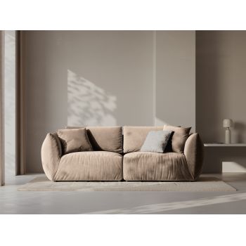Canapea modulara 3 locuri, Chris-184, Micadoni Home, 220x100x80 cm, catifea, maro deschis