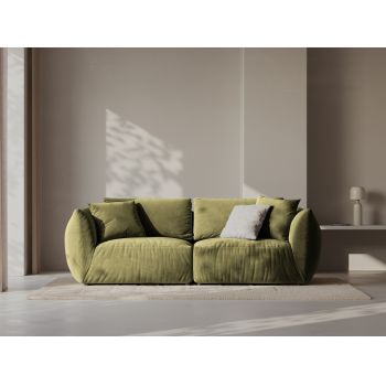 Canapea modulara 3 locuri, Chris-184, Micadoni Home, 220x100x80 cm, catifea, verde deschis