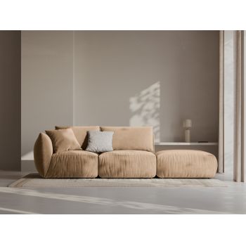 Canapea modulara 3 locuri cotiera dreapta, Chris-184, Micadoni Home, 315x100x80 cm, catifea, bej sand