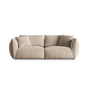Canapea modulara 4 locuri, Chris-184, Micadoni Home, 260x100x80 cm, catifea, ecru