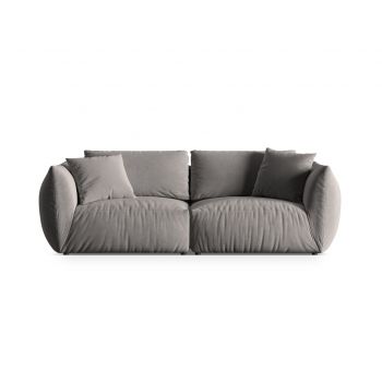Canapea modulara 4 locuri, Chris-184, Micadoni Home, 260x100x80 cm, catifea, gri