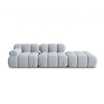 Canapea modulara 4 locuri cotiera dreapta, Bellis-51, Micadoni Home, 282x94x70 cm, catifea, albastru deschis