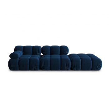 Canapea modulara 4 locuri cotiera dreapta, Bellis-51, Micadoni Home, 282x94x70 cm, catifea, albastru regal