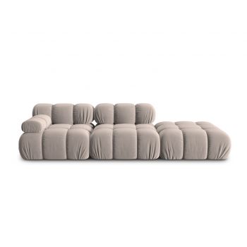 Canapea modulara 4 locuri cotiera dreapta, Bellis-51, Micadoni Home, 282x94x70 cm, catifea, cappuccino