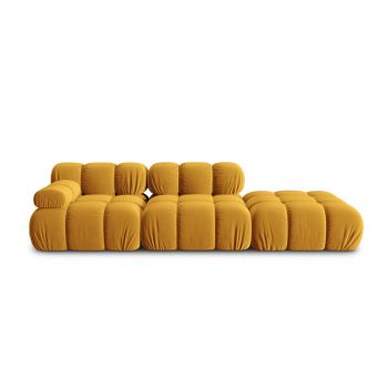 Canapea modulara 4 locuri cotiera dreapta, Bellis-51, Micadoni Home, 282x94x70 cm, catifea, galben