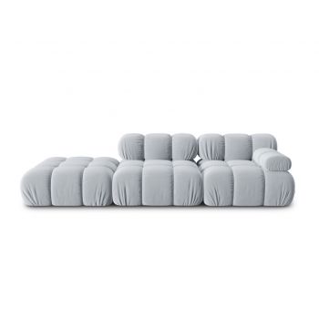 Canapea modulara 4 locuri cotiera stanga, Bellis-51, Micadoni Home, 282x94x70 cm, catifea, albastru deschis