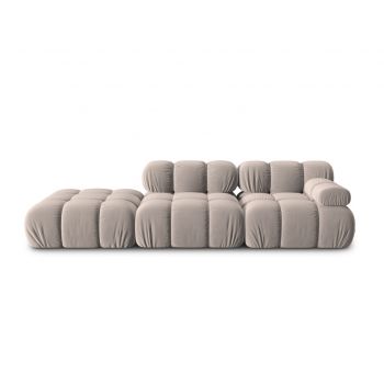 Canapea modulara 4 locuri cotiera stanga, Bellis-51, Micadoni Home, 282x94x70 cm, catifea, cappuccino