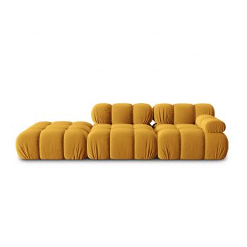 Canapea modulara 4 locuri cotiera stanga, Bellis-51, Micadoni Home, 282x94x70 cm, catifea, galben