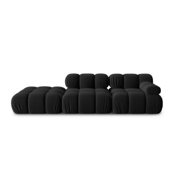 Canapea modulara 4 locuri cotiera stanga, Bellis-51, Micadoni Home, 282x94x70 cm, catifea, negru