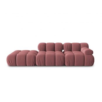 Canapea modulara 4 locuri cotiera stanga, Bellis-51, Micadoni Home, 282x94x70 cm, catifea, roz