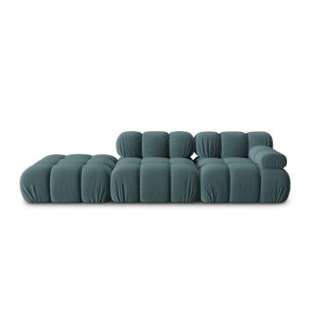 Canapea modulara 4 locuri cotiera stanga, Bellis-51, Micadoni Home, 282x94x70 cm, catifea, turcoaz
