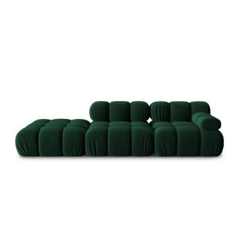 Canapea modulara 4 locuri cotiera stanga, Bellis-51, Micadoni Home, 282x94x70 cm, catifea, verde bottle