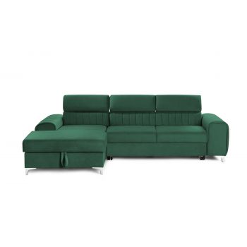 Colțar Extensibil LOFT, cu lada depozitare, tetiere reglabile, 295x170x95 cm