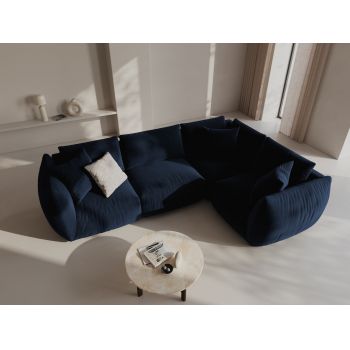 Coltar dreapta 4 locuri, Chris-184, Micadoni Home, 295x210x80 cm, catifea, albastru regal