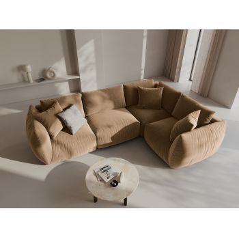 Coltar dreapta 4 locuri, Chris-184, Micadoni Home, 295x210x80 cm, catifea, bej sand
