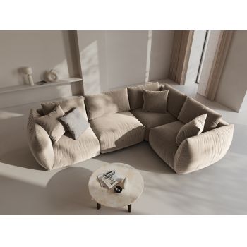 Coltar dreapta 4 locuri, Chris-184, Micadoni Home, 295x210x80 cm, catifea, ecru