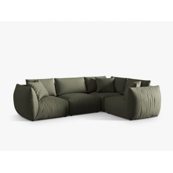 Coltar dreapta 4 locuri, Chris-259, Micadoni Home, 295x210x80 cm, tesatura structurata chenille, verde deschis