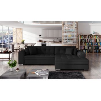 Coltar extensibil dreapta 4 locuri, ELTAP, Sorento, 296x194x78 cm, lemn/poliester, negru