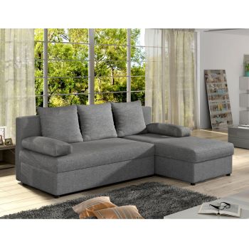 Coltar extensibil reversibil 3 locuri, ELTAP, Gino, 201x143x90 cm, lemn/poliester, gri