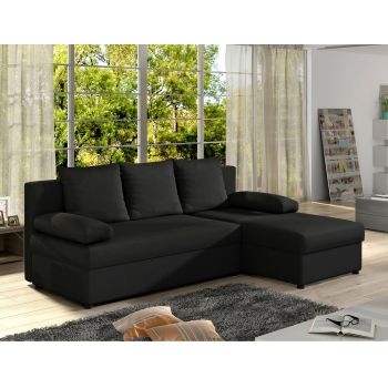 Coltar extensibil reversibil 3 locuri, ELTAP, Gino, 201x143x90 cm, lemn/poliester, negru