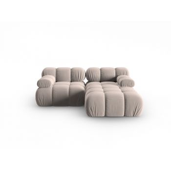 Coltar modular dreapta 3 locuri, Bellis-51, Micadoni Home, 188x155x70 cm, catifea, cappuccino
