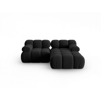 Coltar modular dreapta 3 locuri, Bellis-51, Micadoni Home, 188x155x70 cm, catifea, negru