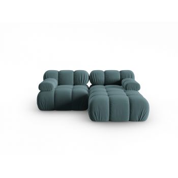 Coltar modular dreapta 3 locuri, Bellis-51, Micadoni Home, 188x155x70 cm, catifea, turcoaz