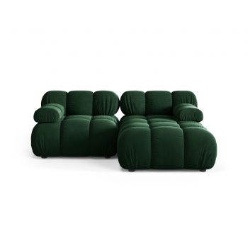 Coltar modular dreapta 3 locuri, Bellis-51, Micadoni Home, 188x155x70 cm, catifea, verde bottle ieftina